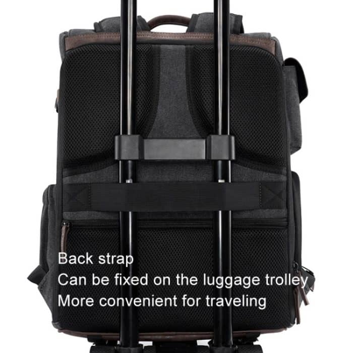 Cwatcun D128 Vintage-Schulterrucksack mit geteiltem Fach, große Kapazität, spritzwassergeschützte Fototasche, Small Black, Medium Black – Bild 9