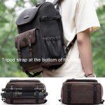 Cwatcun D128 Vintage-Schulterrucksack mit geteiltem Fach, große Kapazität, spritzwassergeschützte Fototasche, Small Black, Medium Black – Bild 10