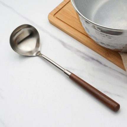 304 Edelstahl Walnuss Griff Kochen Werkzeuge Home Restaurant Küche Gadgets, Soup Spoon, Frying Spatula, Rice Spoon, Cake Knife, Cake Spatula