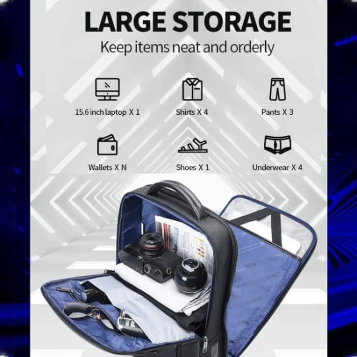 Bopai 61-53111 Wasserdichter Business-Laptop-Rucksack mit großem Fassungsvermögen und USB+Typ-C-Anschluss, 61-53111 – Bild 5