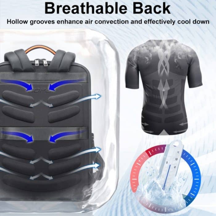 Bopai 61-53111 Wasserdichter Business-Laptop-Rucksack mit großem Fassungsvermögen und USB+Typ-C-Anschluss, 61-53111 – Bild 7