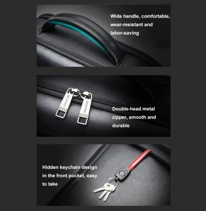Bopai 61-53111 Wasserdichter Business-Laptop-Rucksack mit großem Fassungsvermögen und USB+Typ-C-Anschluss, 61-53111 – Bild 10