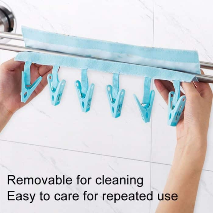 Tragbarer Kleiderbügel aus Stoff mit mehreren Clips. Multifunktionale, faltbare Kleiderbügel aus Stoff mit Clips, Gray, Pink, Blue, Lattice, Whale, Flower – Bild 4