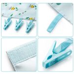 Tragbarer Kleiderbügel aus Stoff mit mehreren Clips. Multifunktionale, faltbare Kleiderbügel aus Stoff mit Clips, Gray, Pink, Blue, Lattice, Whale, Flower – Bild 7