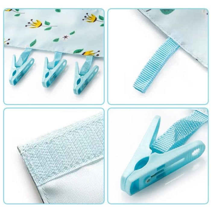 Tragbarer Kleiderbügel aus Stoff mit mehreren Clips. Multifunktionale, faltbare Kleiderbügel aus Stoff mit Clips, Gray, Pink, Blue, Lattice, Whale, Flower – Bild 7