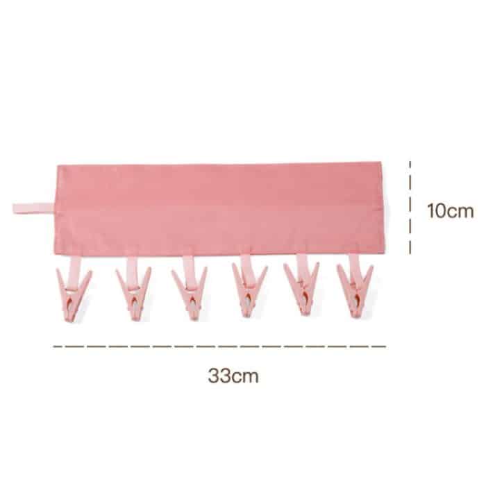 Tragbarer Kleiderbügel aus Stoff mit mehreren Clips. Multifunktionale, faltbare Kleiderbügel aus Stoff mit Clips, Gray, Pink, Blue, Lattice, Whale, Flower – Bild 8