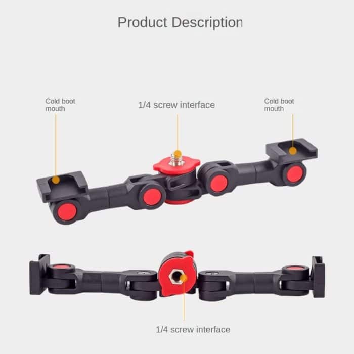 Dual Cold Shoe Mount Adapter Magic Arm Verlängerungsstange Halterung Ständer für Kamera Handy – Bild 7