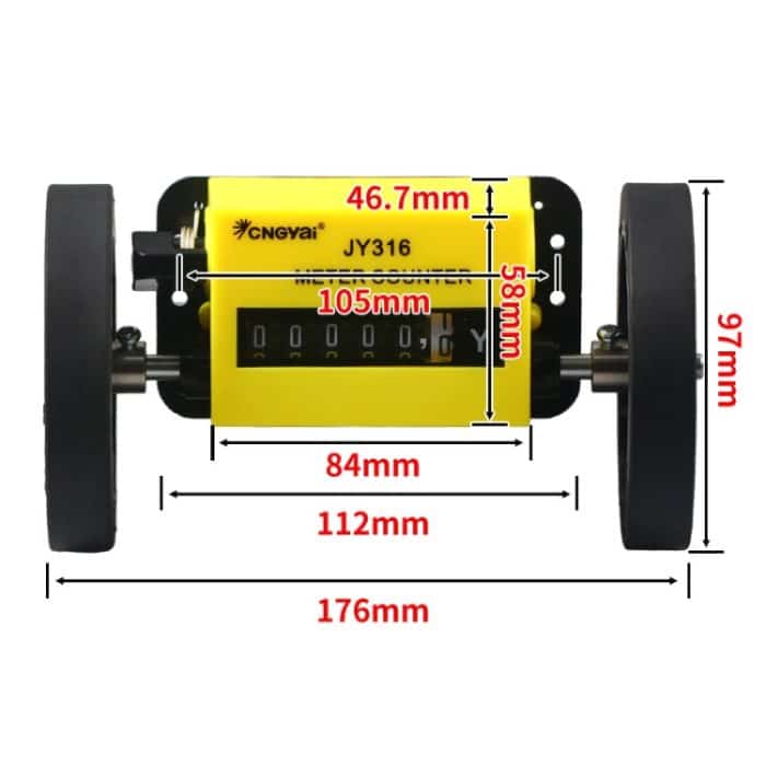 CNGyai Hochpräziser mechanischer Meter-/Yardzähler für Rollentextilmaschinen, JY316 Yard Counter 6 Digits, JM316 Meter Counter 6 Digits, JM316 Meter Counter + Hanging Board, JY316 Yard Counter + Hanging Board – Bild 4