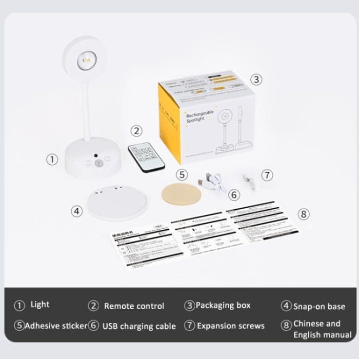 Wiederaufladbarer kabelloser LED-Bewegungsmelder-Strahler mit Fernbedienung, 1200mAH White, 1200mAH Black, 2000mAH White, 2000mAH Black – Bild 13