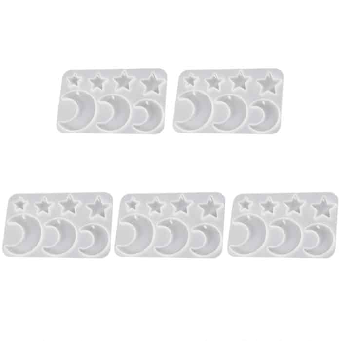 5 stücke DIY Kristall Epoxy Ohrringe Silikon Form Anhänger Schmuck Form, Star Moon, Alien, Crystal, Round Diamond, Hexagonal, Round Triangle, Four-edged, Big Water Drop, Small Water Drop, Cat Claw, Square, Block – Bild 1