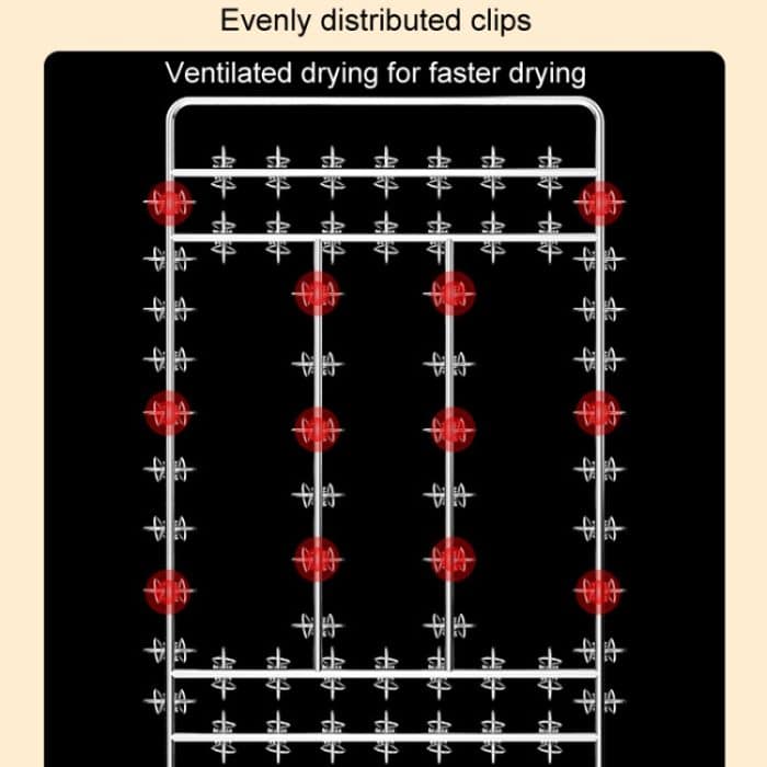 Quadratischer Socken-Trockenbügel, multifunktionaler, winddichter Wäscheständer aus Edelstahl, 24x30cm 20 Clips, 35x27cm 30 Clips, 35x27cm40 Clips, 40x30cm 40 Clips, 40x25cm 50 Clips, 40x25cm 60 Clips – Bild 10