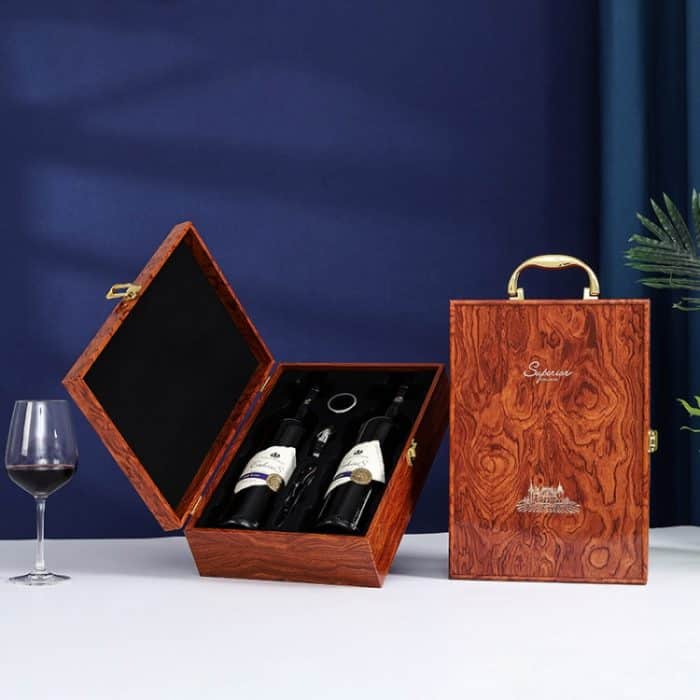 TBD0605078801B.jpg Doppelte Klavierlack-Rotwein-Kasten-hölzerner Verpackungs-Kasten-Wein-Geschenkbox mit Werkzeugen, Double (Rosewood), Double (Ebony), Double (Red Sandalwood) – Bild 1