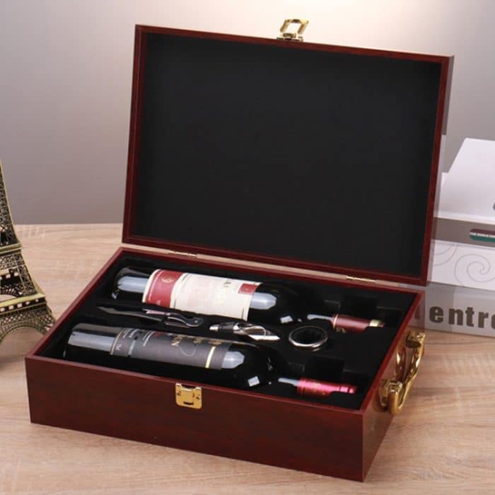 Doppelte Klavierlack-Rotwein-Kasten-hölzerner Verpackungs-Kasten-Wein-Geschenkbox mit Werkzeugen, Double (Rosewood), Double (Ebony), Double (Red Sandalwood) – Bild 4