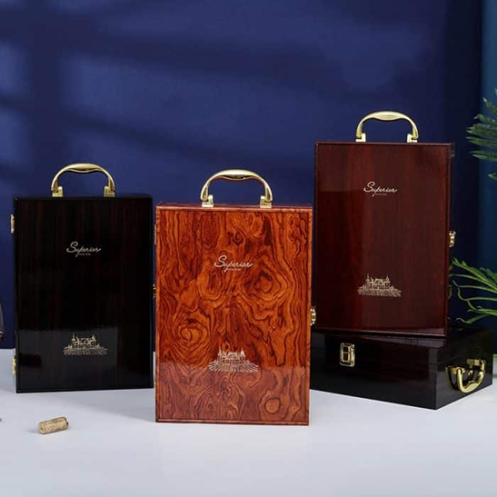 Doppelte Klavierlack-Rotwein-Kasten-hölzerner Verpackungs-Kasten-Wein-Geschenkbox mit Werkzeugen, Double (Rosewood), Double (Ebony), Double (Red Sandalwood) – Bild 5