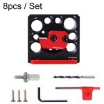 RUITOOL 8-teiliges Set, verstellbare 8-Loch-Bohrer und Schlagbohrer, Holzbearbeitungs-Heimwerkerwerkzeuge, Red And Black, Silver And Red