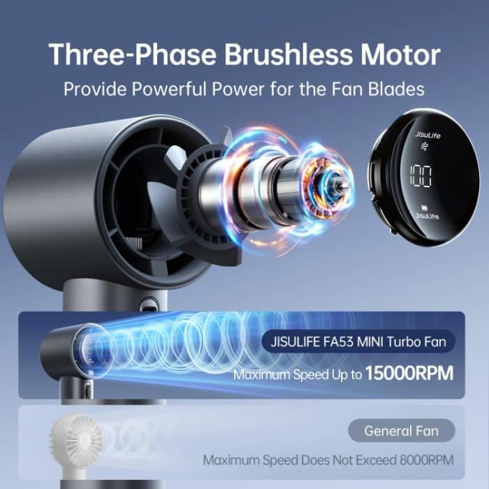 JisuLife FA53 Pro 1 Leistungsstarker Hochgeschwindigkeits-Kühlhandventilator Kleiner tragbarer Mini-Desktop-Ventilator mit USB-Aufladung – Bild 7