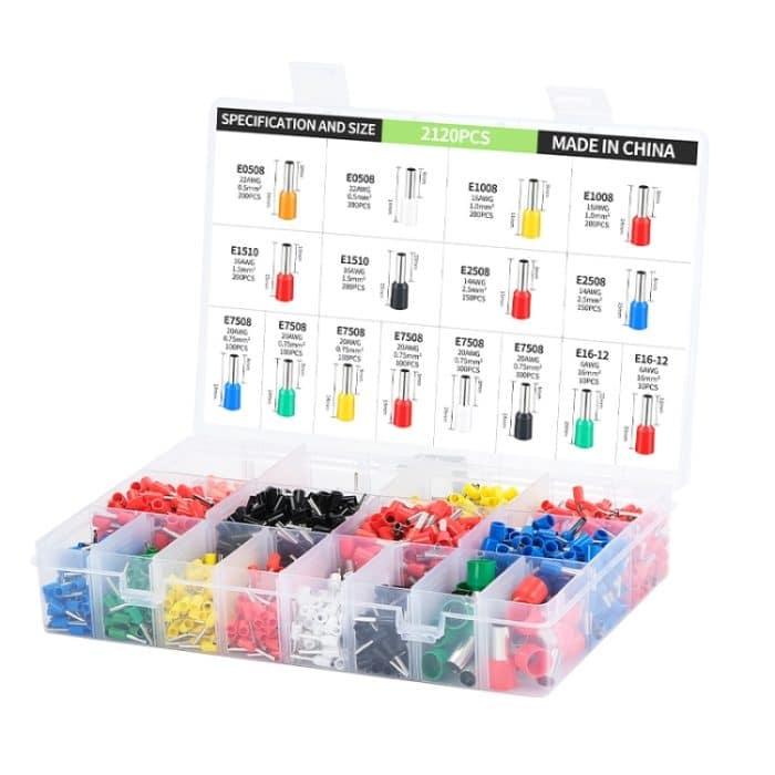 2120 teile/satz 0,5-16 MM Europäischen Stil Rohr Typ Verdrahtung Kaltpressung Terminal Set, 2120pcs /Set – Bild 1