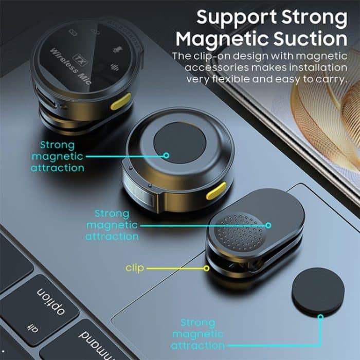 J6 Smart Digital Display Rauschunterdrückung Magnetisches kabelloses Halsbandmikrofon, Type-C, 8 Pin – Bild 11