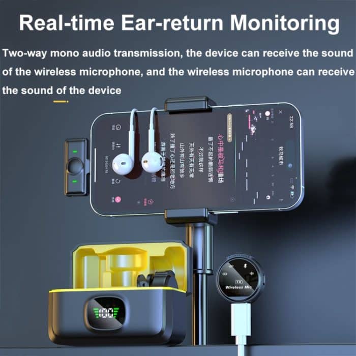 J6 Smart Digital Display Rauschunterdrückung Magnetisches kabelloses Halsbandmikrofon, Type-C, 8 Pin – Bild 12