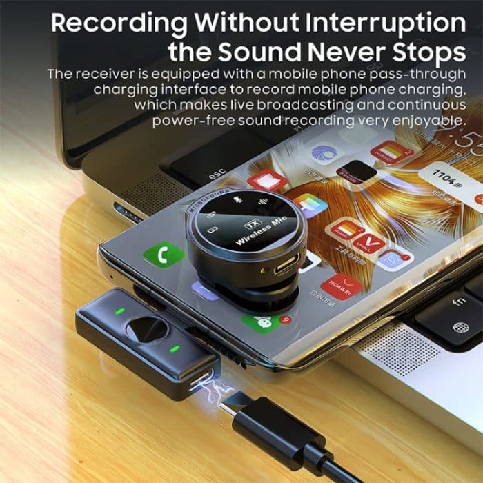 J6 Smart Digital Display Rauschunterdrückung Magnetisches kabelloses Halsbandmikrofon, Type-C, 8 Pin – Bild 8