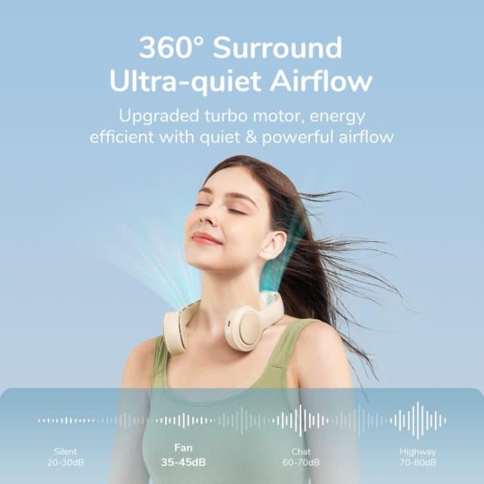 JisuLife FA31 USB-aufladbarer Mini-Ventilator zum Aufhängen am Hals, flügellose Kühlung für den Außenbereich, elektrische Ventilatoren mit hoher Windkraft – Bild 2