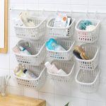 Hängender Korb aus Kunststoff mit Haken, Aufbewahrungskorb für die Küche, Abflusskorb, Regal, Badezimmer-Organizer, Small Grey, Small Beige, Large Grey, Large Beige – Bild 2