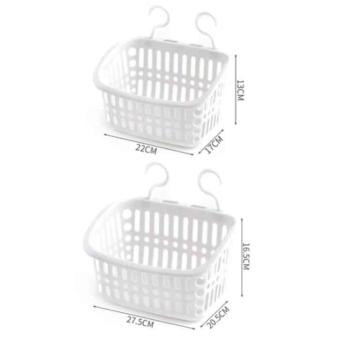 Hängender Korb aus Kunststoff mit Haken, Aufbewahrungskorb für die Küche, Abflusskorb, Regal, Badezimmer-Organizer, Small Grey, Small Beige, Large Grey, Large Beige – Bild 4
