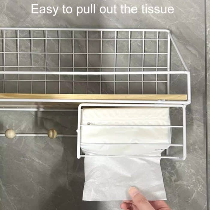 Großes, nicht stanzendes Wandregal für den Haushalt., Black Basic Model, Black Wooden Ball With Tissue Box – Bild 5