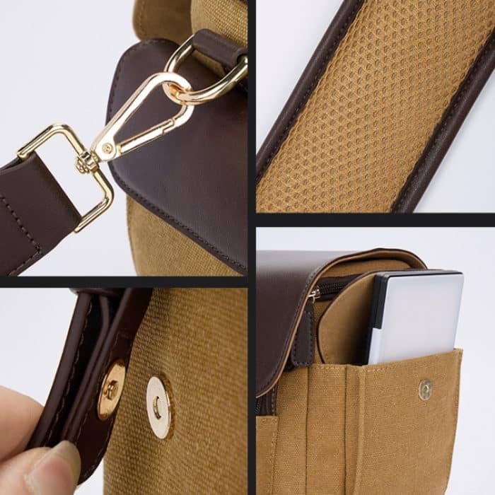 Vintage wasserdichte Canvas-Tasche DSLR-Kamera-Fototasche, Cwatcun D126 Double Shoulder, Cwatcun D127 Single Shoulder – Bild 4