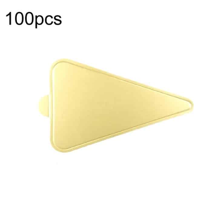 Goldene Papier Platten Dessert Bord Basis Mousse Matte Kuchen Karton Gebäck Display Tray, 100pcs /Set 118x78mm Triangle, 100pcs /Set 115x64mm  Triangle, 100pcs /Set 90mm Circle, 100pcs /Set 80mm Circle, 100pcs /Set 84x90mm Square, 100pcs /Set 70mm Squa... – Bild 1