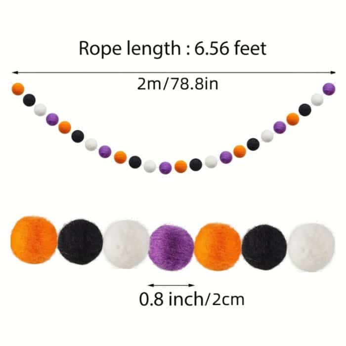 2m Halloween Filz Ball Anhänger Horror Atmosphäre Wolle Ball Dekoration – Bild 2