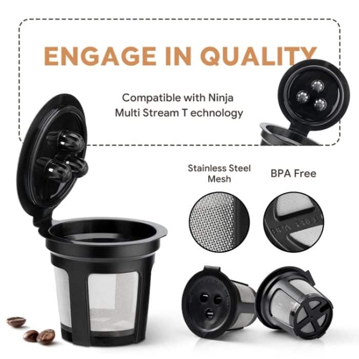 Für Ninja Dual Brew Kaffeemaschinen Drei Löcher Kaffeekapselfilter, UA2227 – Bild 4