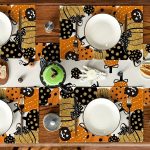 Halloween Cartoon Leinen Tischset Küche Restaurant Dekorative Isolierung Pad, Pumpkin – Bild 5