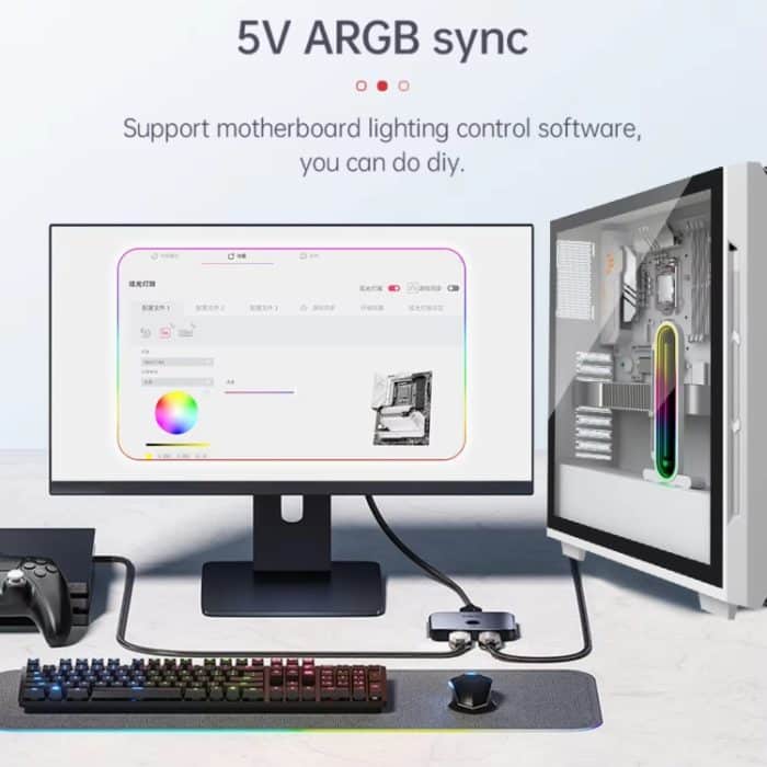 COOLMOON GH3 Computer ARGB Vertikal verstellbare Linse Grafikkartenhalterung, Temperature Display Upgrade White, Temperature Display Upgrade Black, Black, White – Bild 7