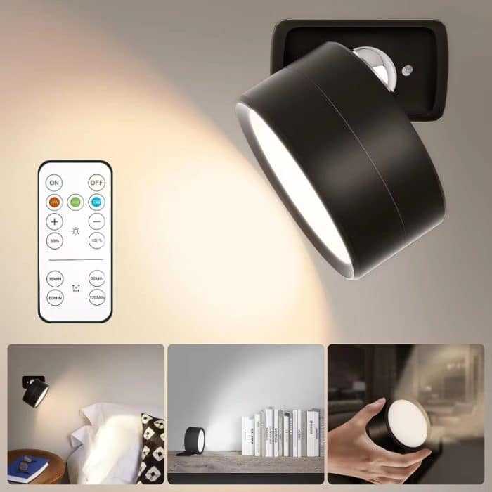 LED 360 Grad rotierende Lampe magnetische Schrank Spotlight Atmosphäre Nachtlicht, White, Black – Bild 2