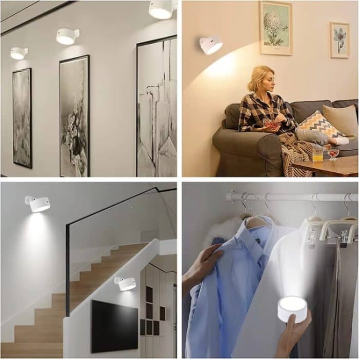 LED 360 Grad rotierende Lampe magnetische Schrank Spotlight Atmosphäre Nachtlicht, White, Black – Bild 7