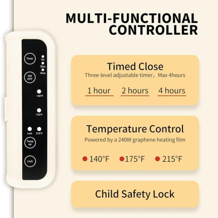 240 W elektrischer Warmhalteteller, Speisenwärmer mit einstellbarer Temperatur, zeitgesteuerter Schließung, US Plug, EU Plug, UK Plug, AU Plug – Bild 6