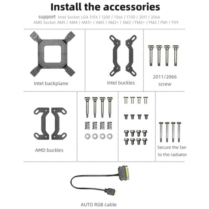 COOLMOON RGB120 5V ARGB Integrierter einreihiger Multiplattform-CPU-Kühler, RGB120 – Bild 10