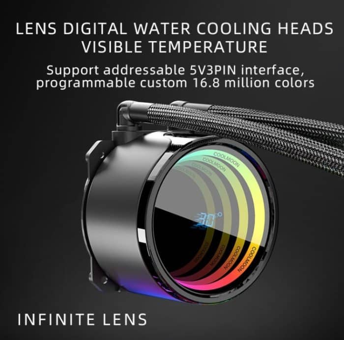 COOLMOON CM-YM-360T Computer ARGB Temperaturanzeige Linse Multi-Plattform Integrierter CPU-Kühler, CM-YM-360T – Bild 3
