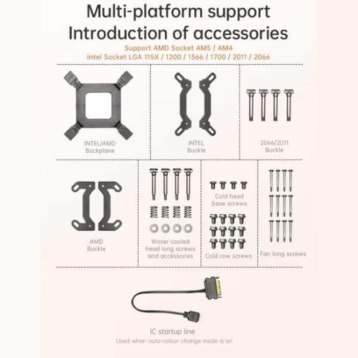 COOLMOON Glacier360 Computer Host Integrierter ARGB-CPU-Wasserkühler, Black, White – Bild 12