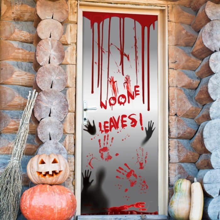 Halloween Blutige Handabdruck Aufkleber ohne Kleber Party Deko Türaufkleber, 2m x 90cm – Bild 5