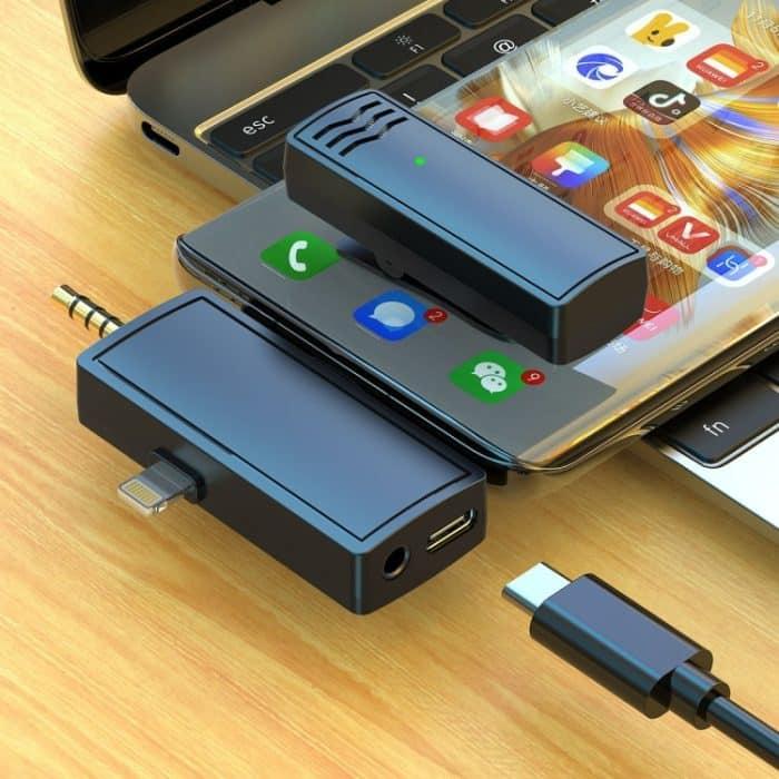 3 in 1 Wireless Lavalier-Mikrofon für iPhone Typ-C / USB-C 3,5 mm Klinke Smartphone SLR Kamera PC, 1 Drag 1, 1 Drag 2 – Bild 2