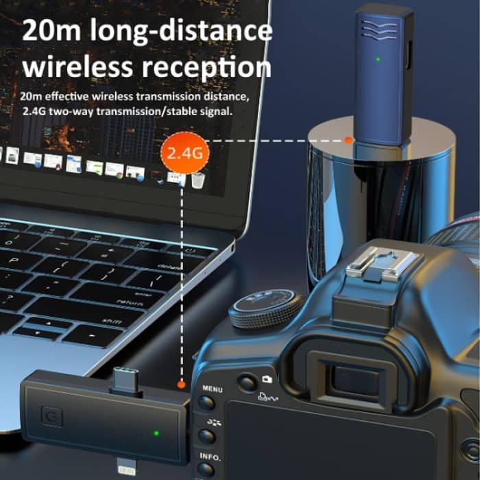 3 in 1 Wireless Lavalier-Mikrofon für iPhone Typ-C / USB-C 3,5 mm Klinke Smartphone SLR Kamera PC, 1 Drag 1, 1 Drag 2 – Bild 3