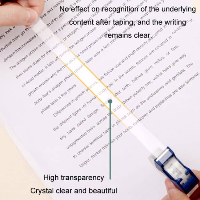 Deli Transparent Tape Student Schreibwaren Büro Korrektur Fragen klebrige Typo Tape, With Cutter – Bild 4