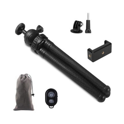 Octopus Fish Silikon Kamera Stativ Desktop Klappständer, With Bluetooth Controller+Adapter+Phone Clip+Storage Bag+Screws, Single Tripod