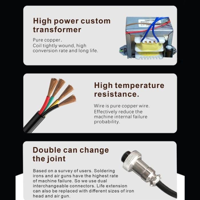 BAKU BA-898D + T12 Lötstation Einstellbare Temperatur Elektrischer digitaler Lötkolben für die Telefonreparatur, US Plug 110V, EU Plug 220V – Bild 6