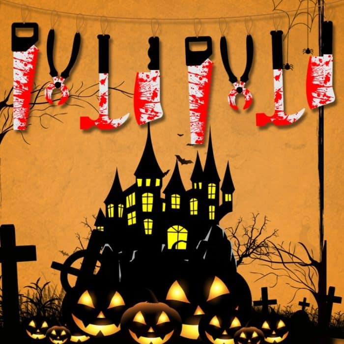 Halloween Nachahmung Blut Messer Anhänger Dekorative Flagge Spukhaus Tür Vorhang, 8pcs, 12pcs, 8pcs +12pcs – Bild 3