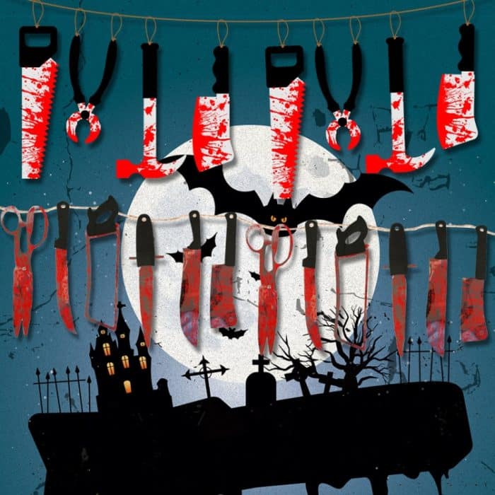 Halloween Nachahmung Blut Messer Anhänger Dekorative Flagge Spukhaus Tür Vorhang, 8pcs, 12pcs, 8pcs +12pcs – Bild 6