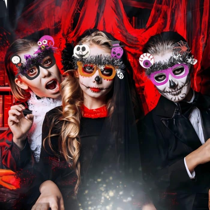 Halloween Party Dekoration Brille Maskerade Kostüm Requisiten, Spider Eyeball Skull, BOO Lips Bat, Skull Witch Hat Bat, Witch Ghost Skull, Tombstone Skull, Pumpkin Skull, Pumpkin Witch Hat Skull, Witch Hat Demon Bat, Candy Bag Skull Bat – Bild 6