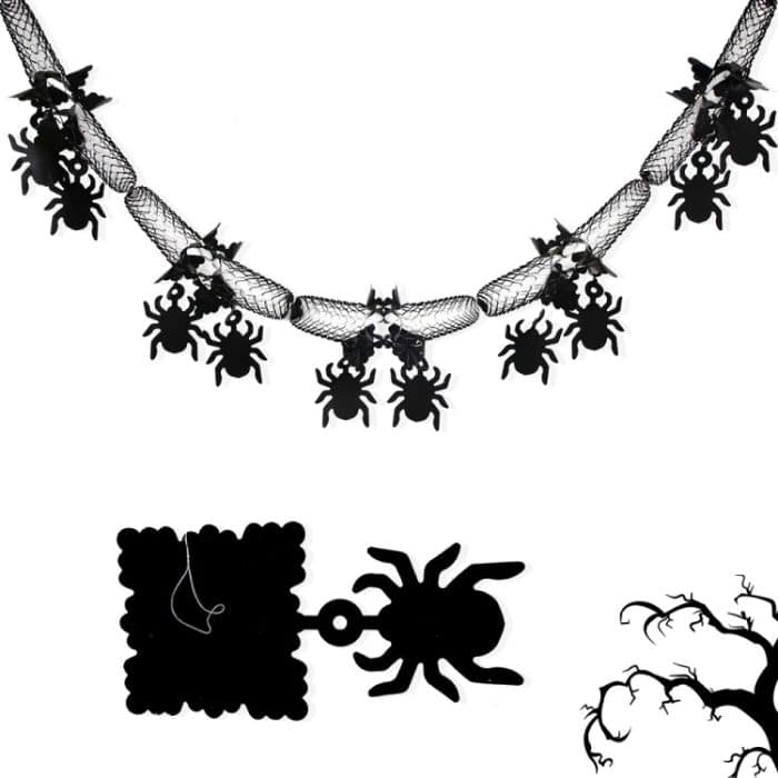 TBD0605208001A.jpg 3m Halloween Waben Girlande Anhänger Spinne Bat Party Flagge Szene Layout Requisiten – Bild 1